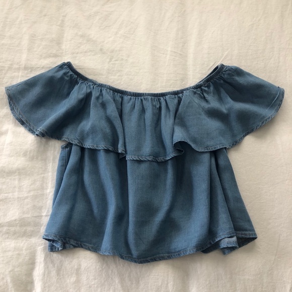 Women’s/Juniors off the shoulder denim top, size M - Picture 3 of 3